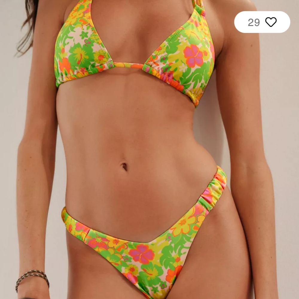 UBRAN OUTFITTERS KULANI KINIS RETRO GREEN NEON FLORAL BIKINI NWT